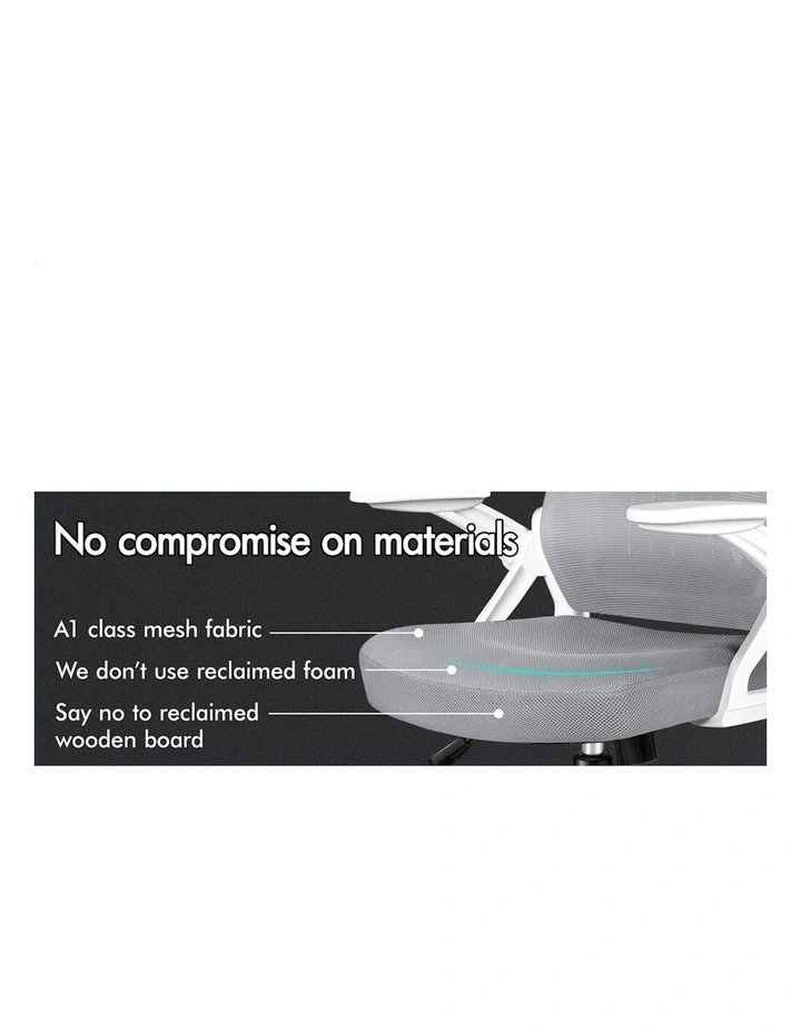 ALFORDSON Mesh Office Chair Fabric Seat White Grey image 3