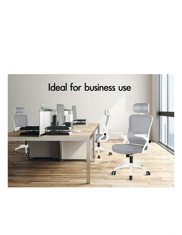 ALFORDSON Mesh Office Chair Fabric Seat White Grey image 5
