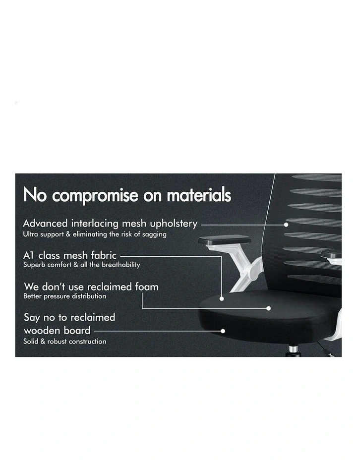 ALFORDSON Mid Back Executive Mesh Office Chair Black White image 5