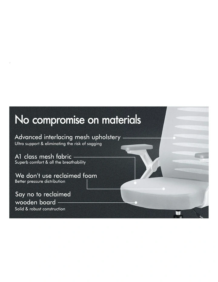 ALFORDSON Mid Back Executive Mesh Office Chair Grey White image 5