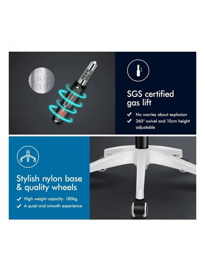 ALFORDSON Mid Back Executive Mesh Office Chair Grey White image 6