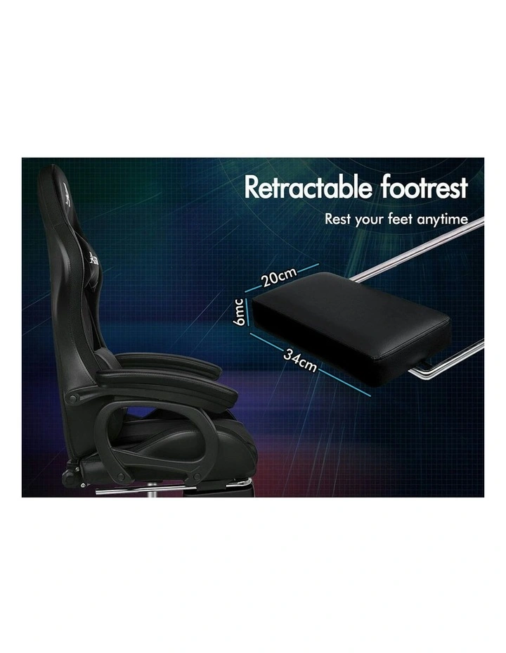 ALFORDSON Gaming Chair with 8-Point Massage 12 RGB LED Black image 7