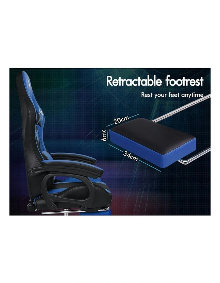 ALFORDSON Gaming Chair with 8-Point Massage 12 RGB LED Black & Blue image 7