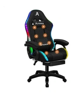 ALFORDSON LED Gaming Chair Office with 8-Point Massage Fabric Black