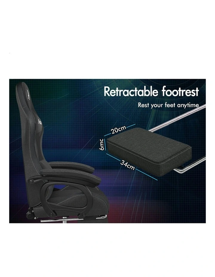 ALFORDSON LED Gaming Chair Office with 8-Point Massage Fabric Grey image 6