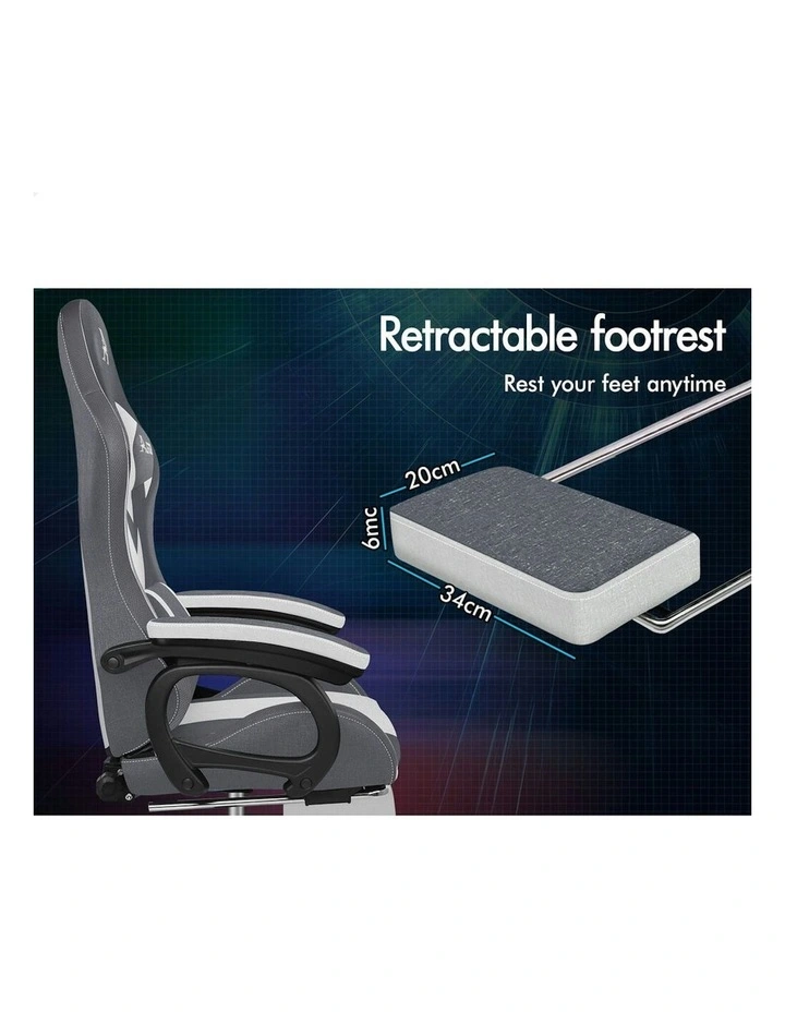 ALFORDSON LED Gaming Office Chair with 8-Point Massage Fabric Grey image 7