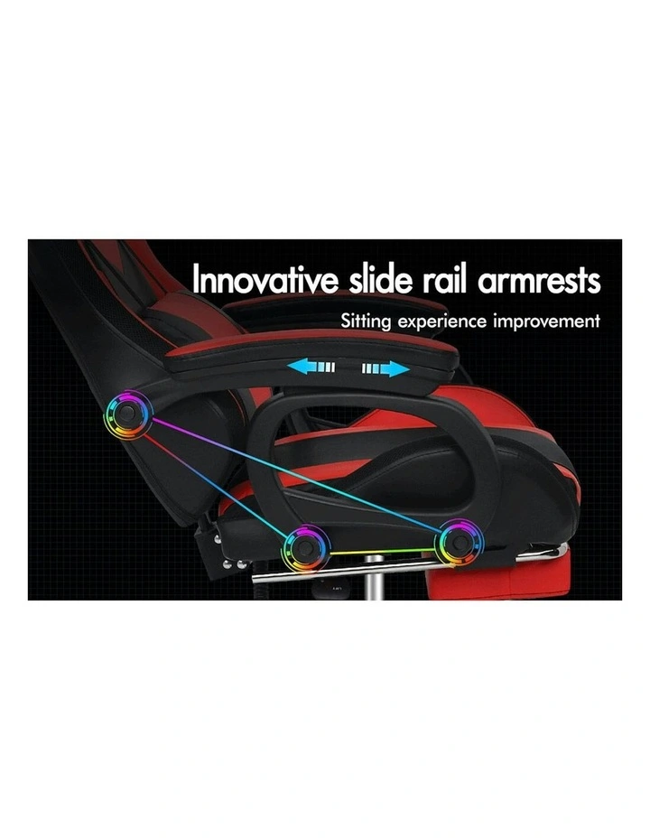 ALFORDSON Gaming Chair with 8-Point Massage 12 RGB LED Black & Red image 3