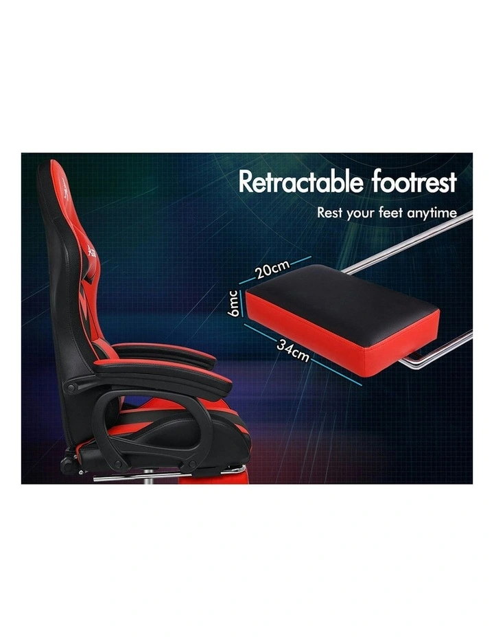 ALFORDSON Gaming Chair with 8-Point Massage 12 RGB LED Black & Red image 7