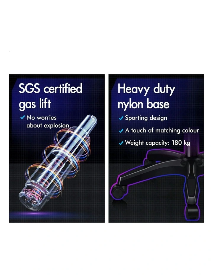 Gaming Office Chair Massage Computer Footrest Seat Leather in Black image 6