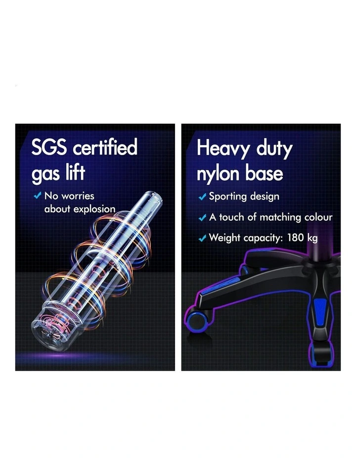 Gaming Office Chair Massage Computer Footrest Leather in Multi image 6