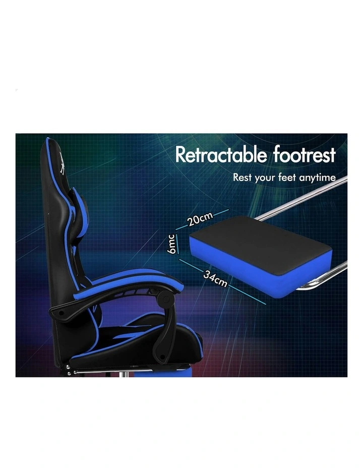 Gaming Office Chair Massage Computer Footrest Leather in Multi image 7