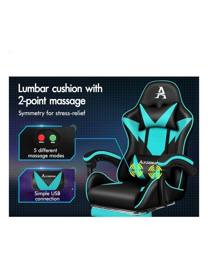 Footrest Leather Massage Computer Chair in Multi image 3