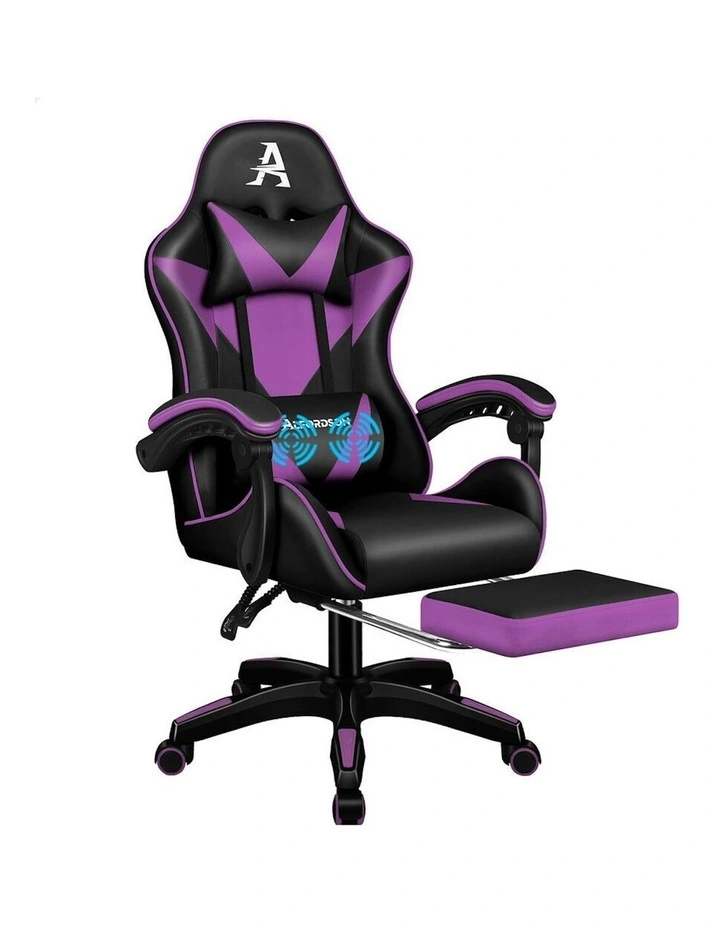 Leather Footrest Gaming Computer Chair in Multi image 1