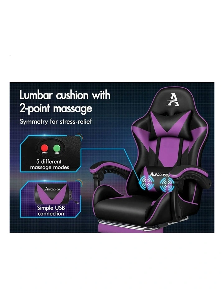 Leather Footrest Gaming Computer Chair in Multi image 3
