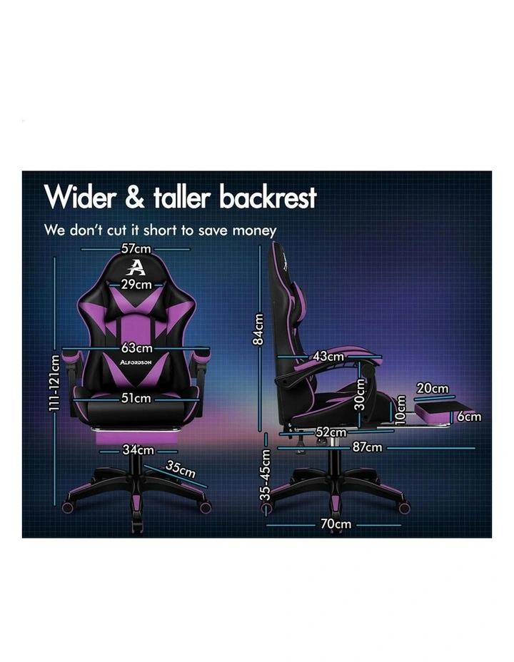 Leather Footrest Gaming Computer Chair in Multi image 4