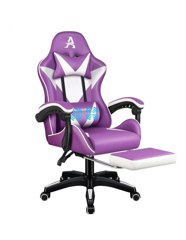 Gaming Desk Chair Footrest Leather in Multi image 1