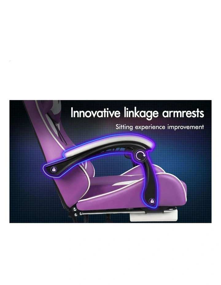 Gaming Desk Chair Footrest Leather in Multi image 2