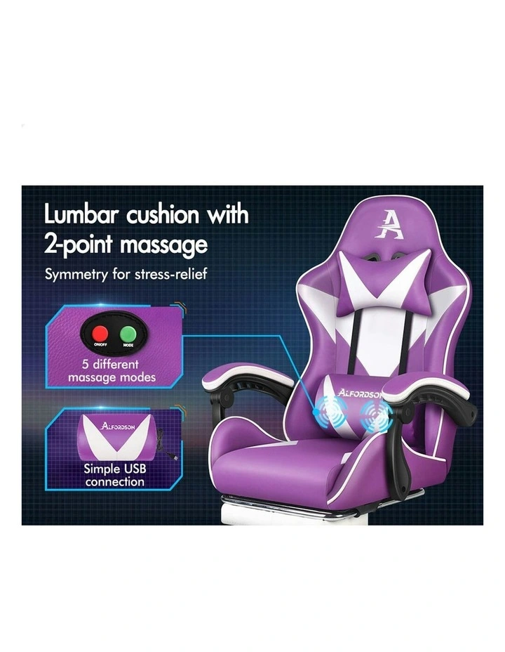 Gaming Desk Chair Footrest Leather in Multi image 3