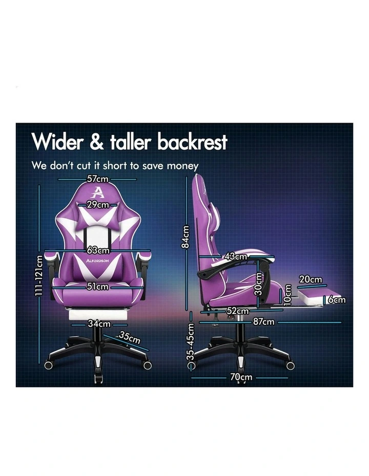 Gaming Desk Chair Footrest Leather in Multi image 4