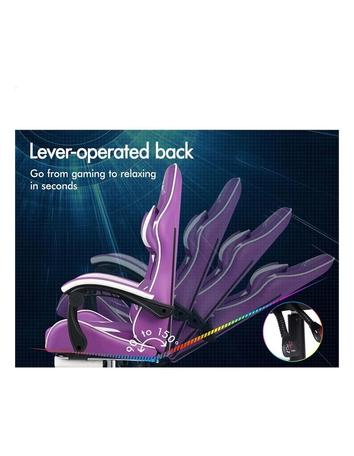 Gaming Desk Chair Footrest Leather in Multi image 5