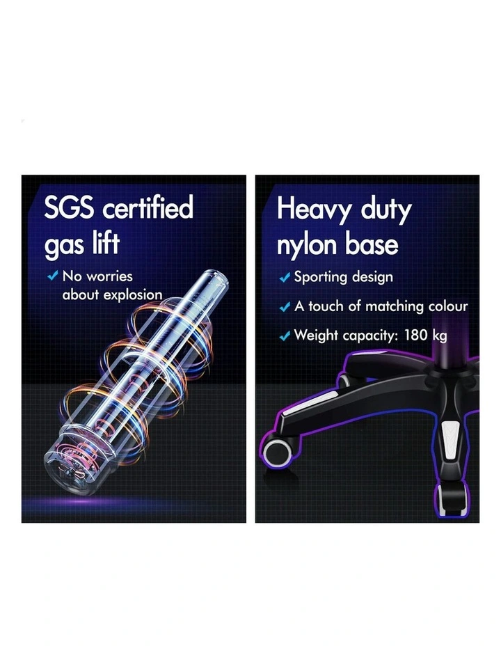 Gaming Desk Chair Footrest Leather in Multi image 6