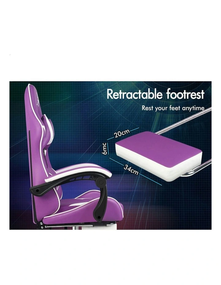 Gaming Desk Chair Footrest Leather in Multi image 7