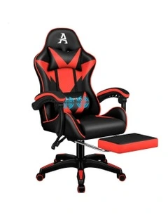 Gaming Computer Chair Massage Footrest Seat Leather in Multi
