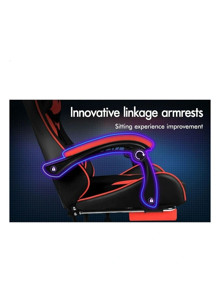 Gaming Computer Chair Massage Footrest Seat Leather in Multi image 2