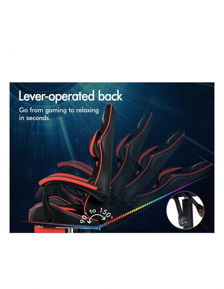 Gaming Computer Chair Massage Footrest Seat Leather in Multi image 5