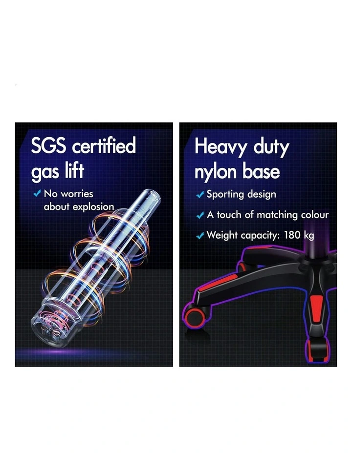 Gaming Computer Chair Massage Footrest Seat Leather in Multi image 6