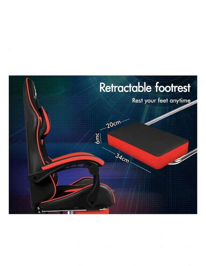 Gaming Computer Chair Massage Footrest Seat Leather in Multi image 7
