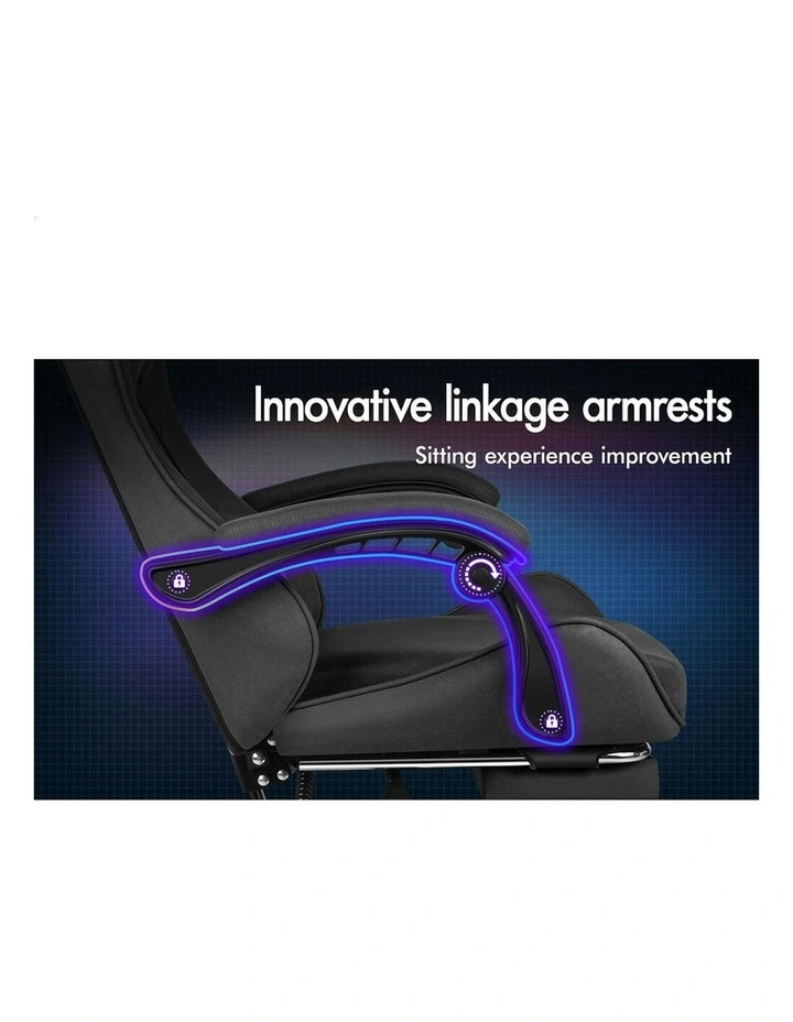 Gaming Office Chair Massage Computer Footrest Seat in Grey image 2