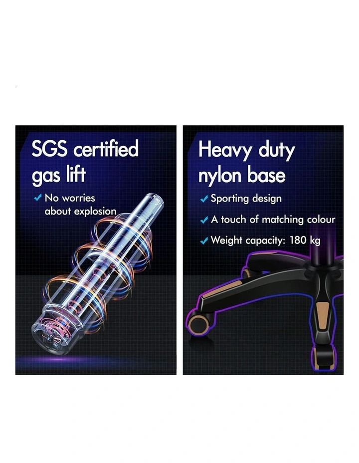 ALFORDSON Gaming Office Chair Massage Computer Footrest Seat Leathaire Khaki image 6