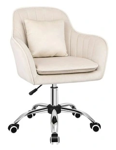 ALFORDSON Velvet Office Chair Computer Swivel Armchair Work Adult Kids Beige