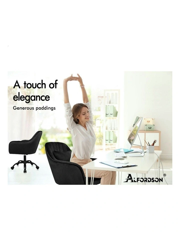 ALFORDSON Velvet Office Chair Orla Black image 2