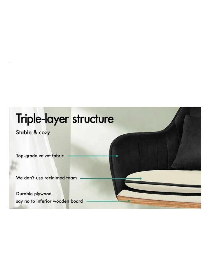 ALFORDSON Velvet Office Chair Orla Black image 4