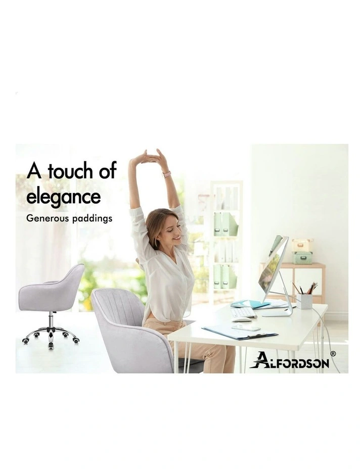 ALFORDSON Velvet Office Chair Orla Grey image 2