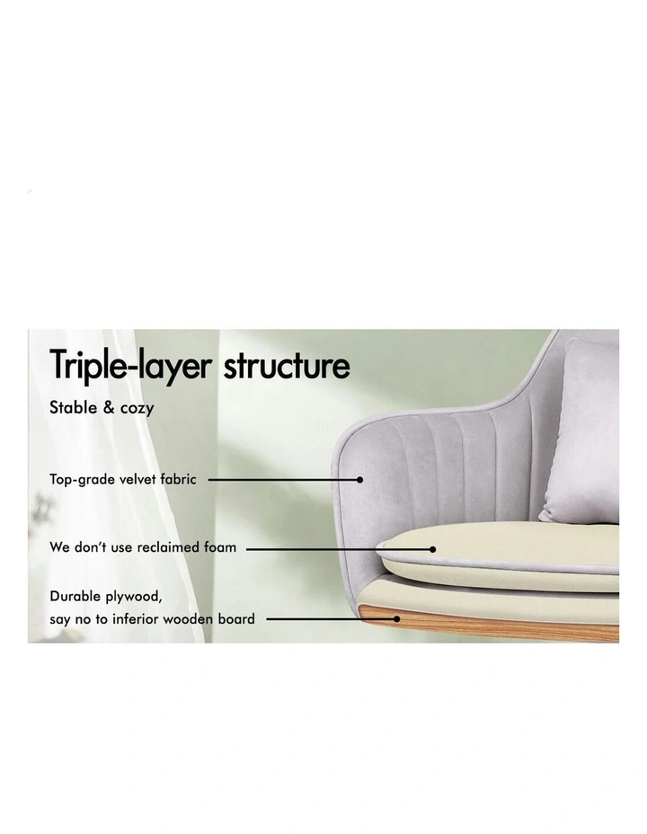 ALFORDSON Velvet Office Chair Orla Grey image 4