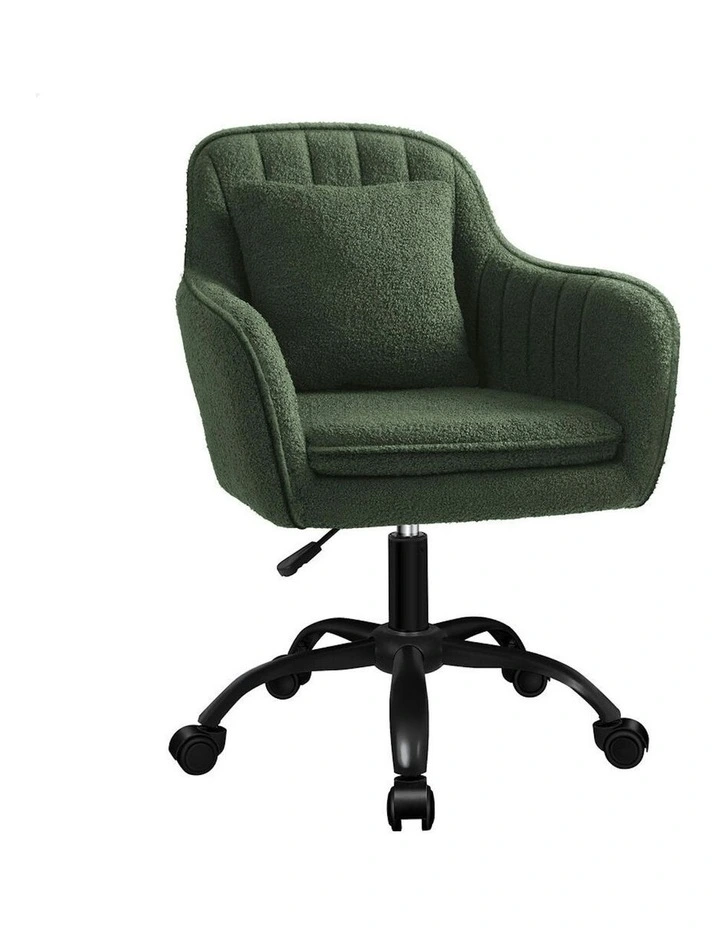ALFORDSON Boucle Office Chair Computer Swivel Armchair Work Adult Kids Green image 1