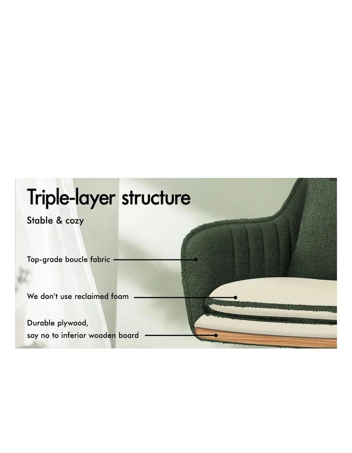 ALFORDSON Boucle Office Chair Computer Swivel Armchair Work Adult Kids Green image 4