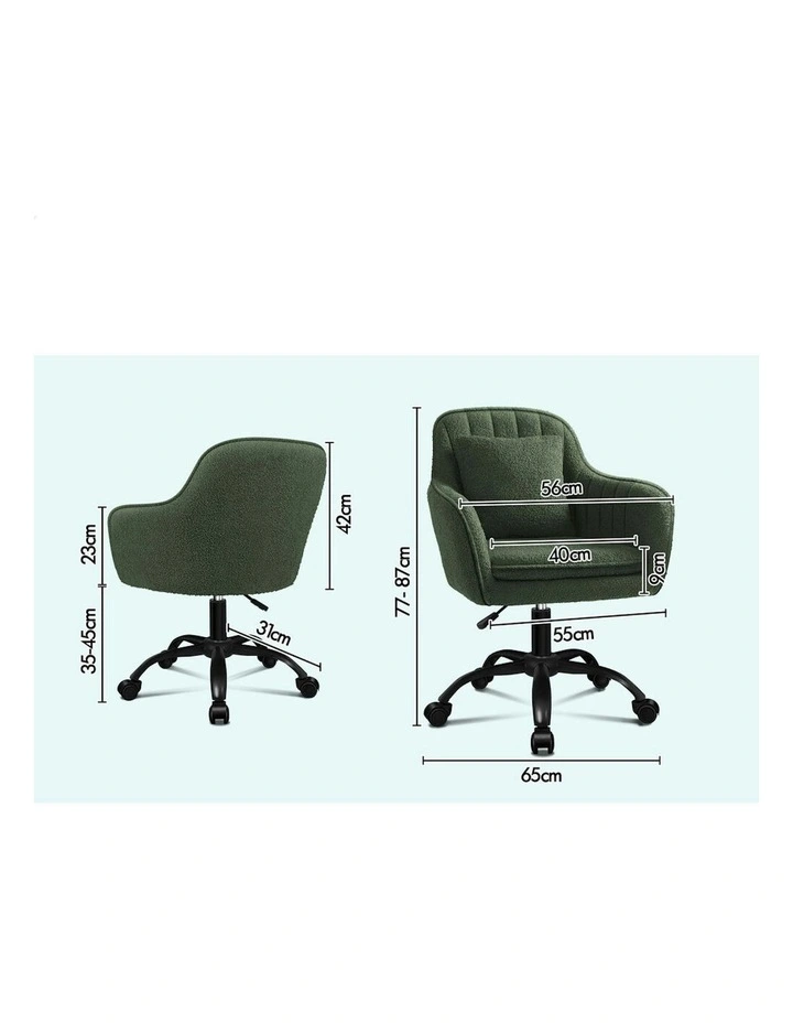 ALFORDSON Boucle Office Chair Computer Swivel Armchair Work Adult Kids Green image 7