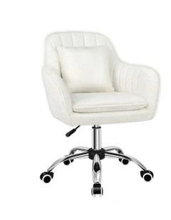 ALFORDSON Boucle Office Chair Computer Swivel Armchair Work Adult Kids White
