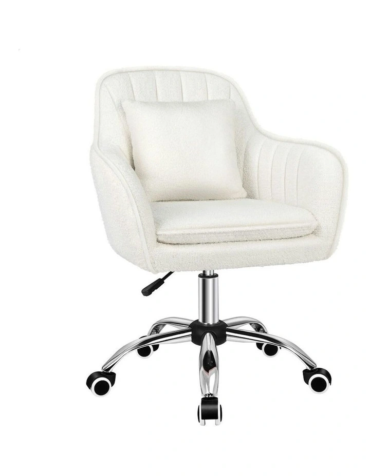 ALFORDSON Boucle Office Chair Computer Swivel Armchair Work Adult Kids White image 1