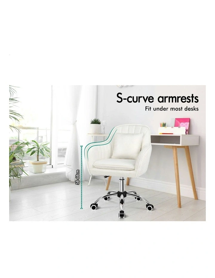 ALFORDSON Boucle Office Chair Computer Swivel Armchair Work Adult Kids White image 3