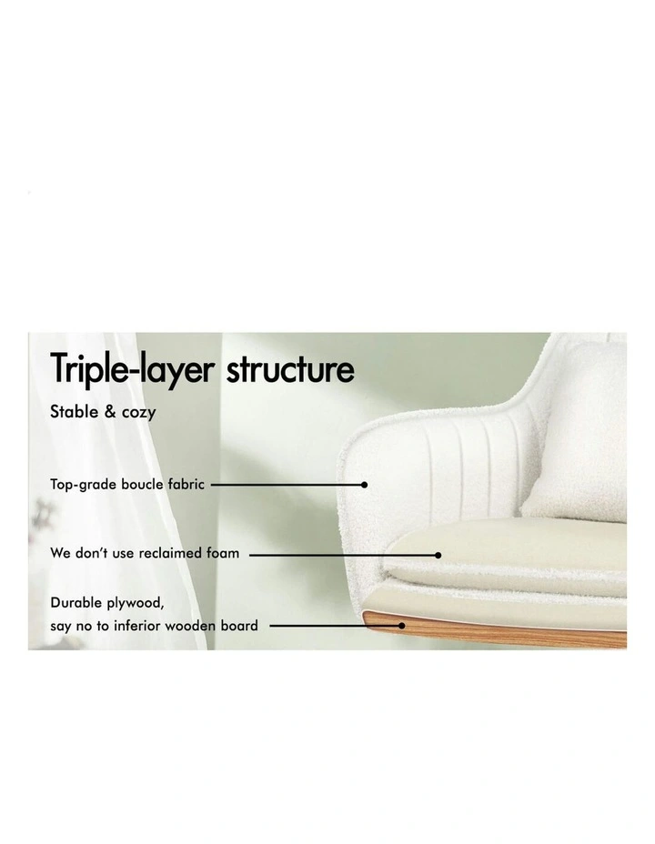 ALFORDSON Boucle Office Chair Computer Swivel Armchair Work Adult Kids White image 4