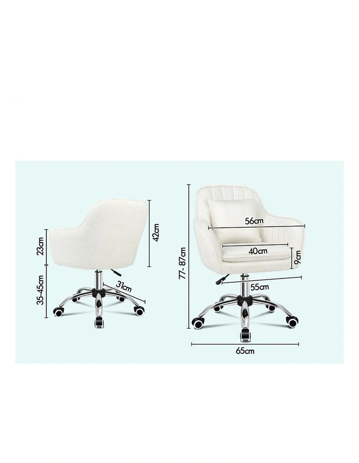 ALFORDSON Boucle Office Chair Computer Swivel Armchair Work Adult Kids White image 7