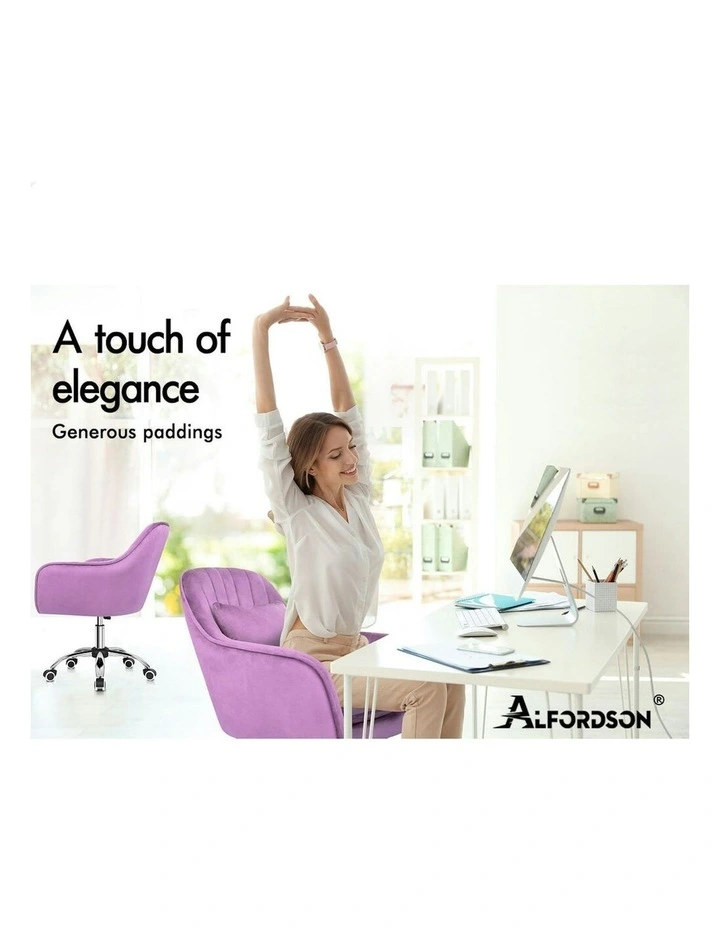 ALFORDSON Velvet Office Chair Orla Purple image 2