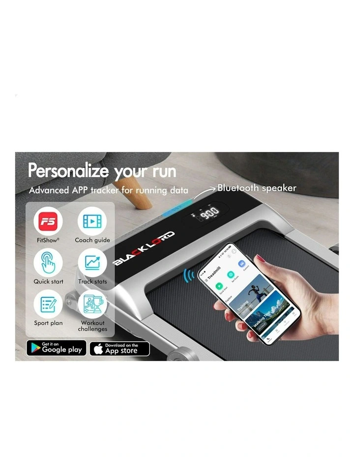 Electric Incline Foldable Treadmill in Black image 3