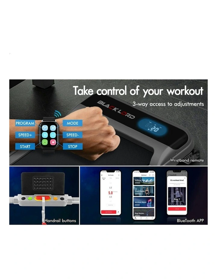 Electric Incline Foldable Treadmill in Black image 5