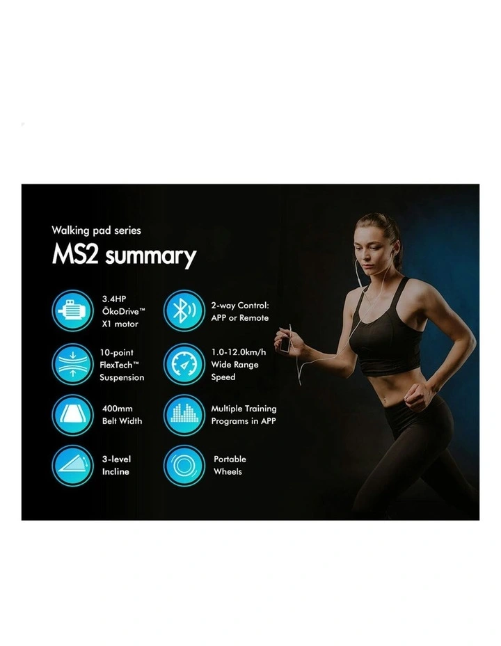 MS2 Incline Electric Walking Pad Treadmill in Silver image 2